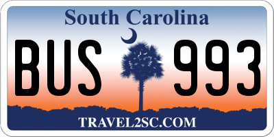 SC license plate BUS993