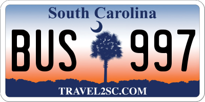 SC license plate BUS997