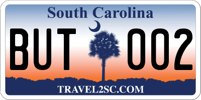 SC license plate BUT002
