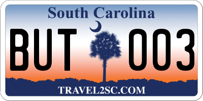 SC license plate BUT003