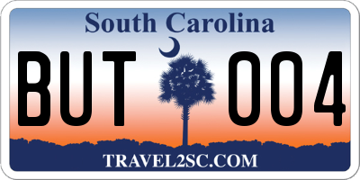 SC license plate BUT004
