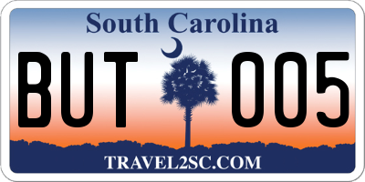SC license plate BUT005