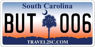 SC license plate BUT006