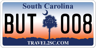 SC license plate BUT008