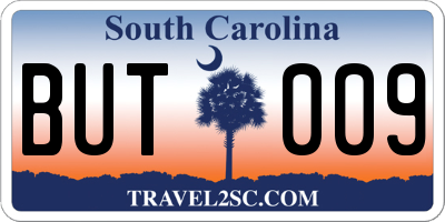 SC license plate BUT009