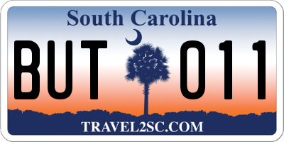 SC license plate BUT011