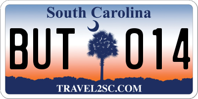 SC license plate BUT014