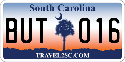 SC license plate BUT016