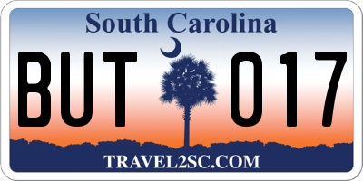 SC license plate BUT017