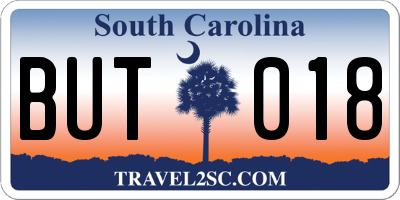 SC license plate BUT018