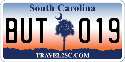 SC license plate BUT019