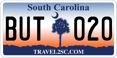 SC license plate BUT020