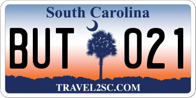 SC license plate BUT021
