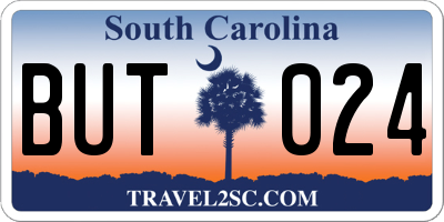 SC license plate BUT024