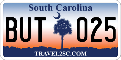 SC license plate BUT025