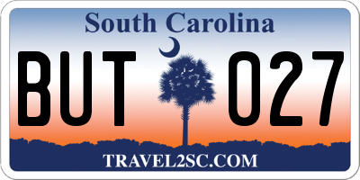 SC license plate BUT027