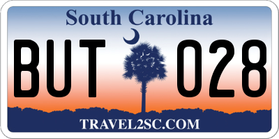 SC license plate BUT028