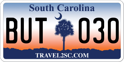 SC license plate BUT030