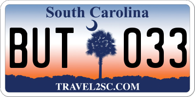SC license plate BUT033