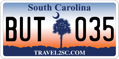 SC license plate BUT035