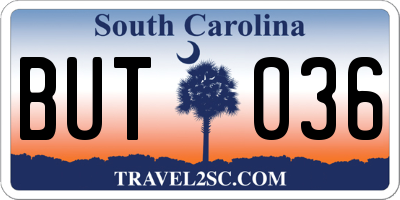 SC license plate BUT036