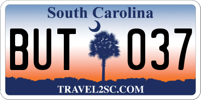 SC license plate BUT037
