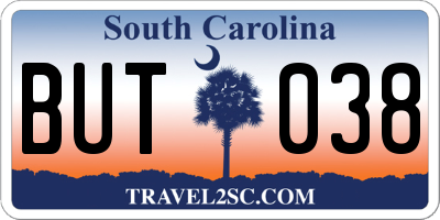 SC license plate BUT038