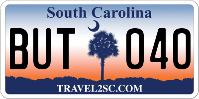 SC license plate BUT040