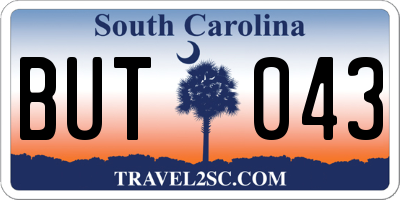 SC license plate BUT043