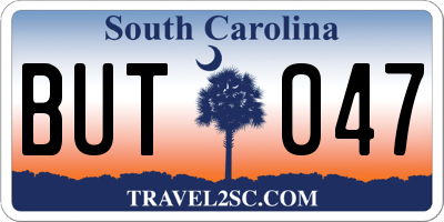 SC license plate BUT047