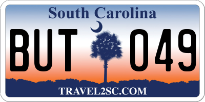 SC license plate BUT049