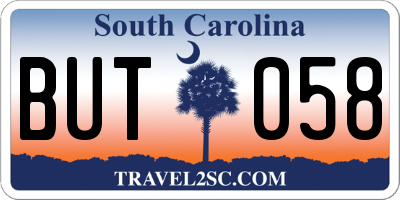 SC license plate BUT058