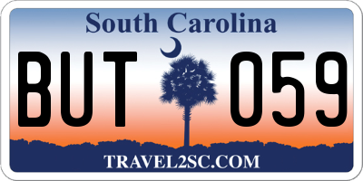 SC license plate BUT059