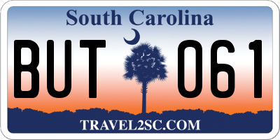 SC license plate BUT061