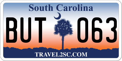 SC license plate BUT063