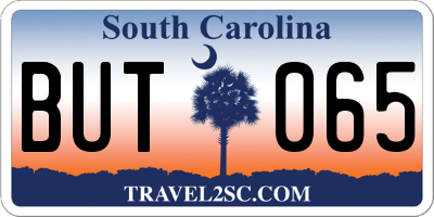SC license plate BUT065