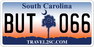 SC license plate BUT066