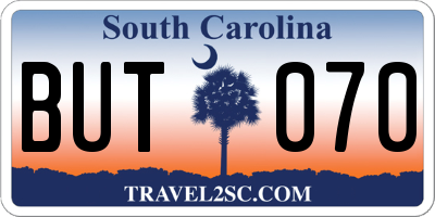 SC license plate BUT070