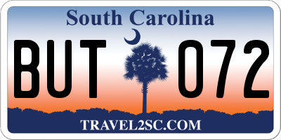 SC license plate BUT072