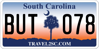 SC license plate BUT078
