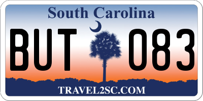 SC license plate BUT083