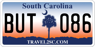 SC license plate BUT086