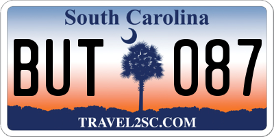 SC license plate BUT087