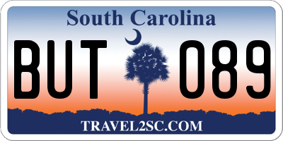 SC license plate BUT089