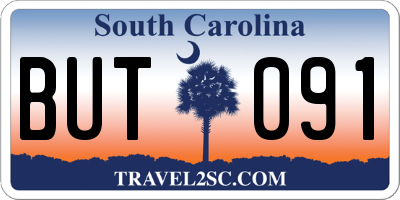 SC license plate BUT091