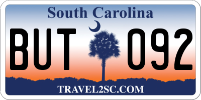 SC license plate BUT092