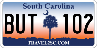 SC license plate BUT102
