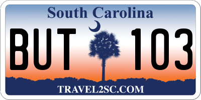 SC license plate BUT103