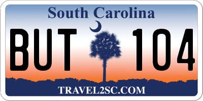 SC license plate BUT104