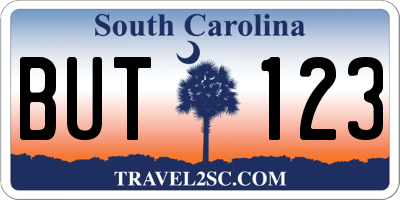 SC license plate BUT123
